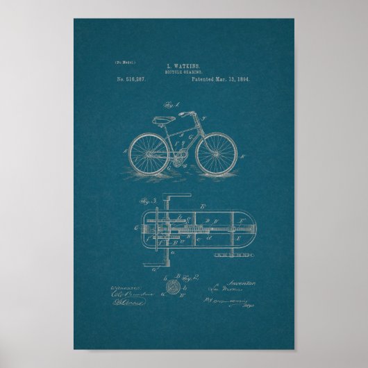 1894  blauwdruk voor fietsenritten afdrukken poster (Voorkant)