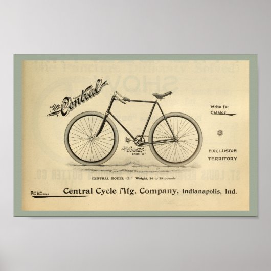1894 Centraal fietsenwiel en kunstwerk Poster (Voorkant)