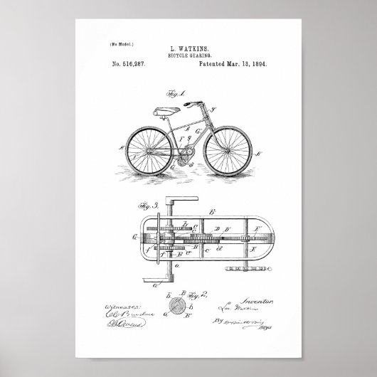 1894 fietsenbordpapier afdrukken Aanpassen Poster (Voorkant)