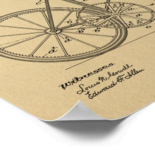 1894 Fietsontwerp voor tandwielaandrijving Kunstaf Poster (Hoek)