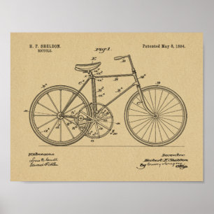 1894 Fietsontwerp voor tandwielaandrijving Kunstaf Poster