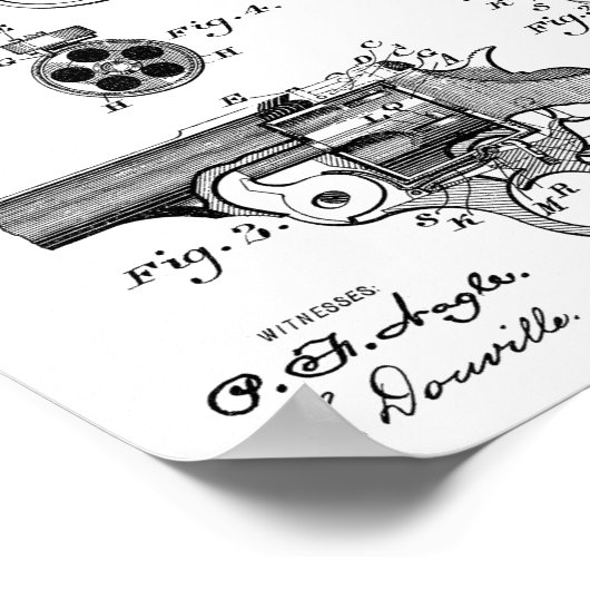 1894 Foehl Pistool Patent Art Drawing Print (Hoek)