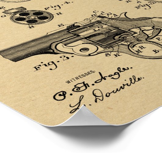 1894 Foehl Pistool Patent Art Drawing Print (Hoek)