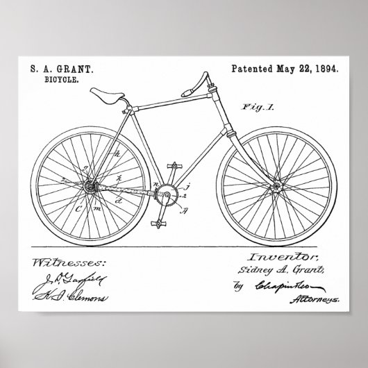 1894 Kettingloze diskettestation - Fietspatroon af Poster (Voorkant)
