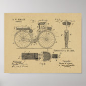 1894 Military Bicycle Patent Art Drawing Print (Voorkant)