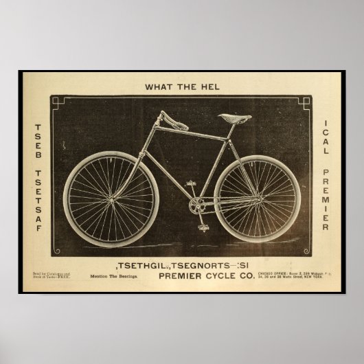 1894 Premier Cycle Co. Bicycle & Art Poster (Voorkant)