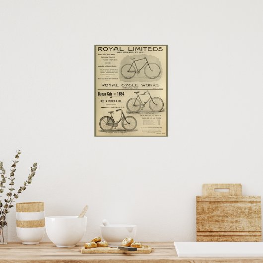1894 Royal Cycle Works Bicycle en Art Poster (Keuken)