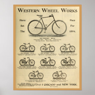1894 Western wielwielrennen fietsen en Poster