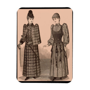1895 Afdrukdamesjas en -jurk Magneet