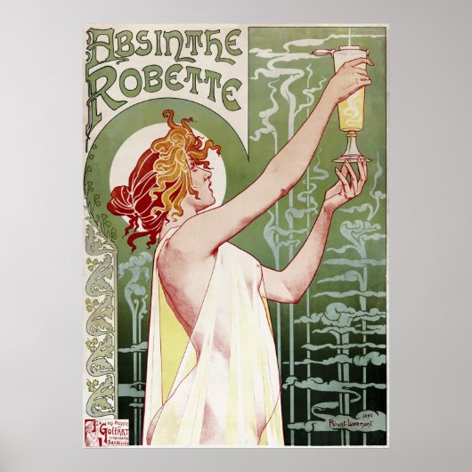 1895 Art Nouveau Absinthe Robette restored Poster (Voorkant)
