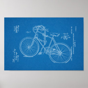 1895  blauwdruk voor fietspatronen afdrukken poster