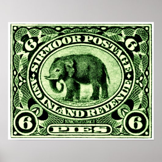 1895 Indiase prinselijke Staten olifant Poster (Voorkant)