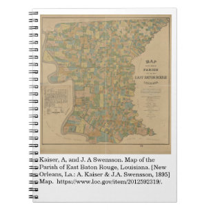 1895 Kaart van de parochie van East Baton Rouge, L Notitieboek