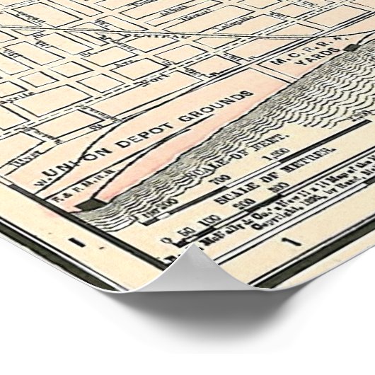 1895 Kaart van Detroit Poster (Hoek)