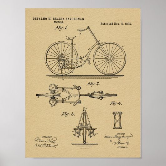 1895 Kunstafdrukken zonder wirwar van fietsen Poster (Voorkant)