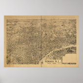1895 Newark, NJ Birds Eye Uitzicht Panoramic Map Poster (Voorkant)