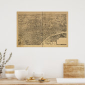 1895 Newark, NJ Birds Eye Uitzicht Panoramic Map Poster (Keuken)