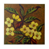 1895 Sherwin Cotton Slip Painted Floral Repro Tegeltje (Voorkant)