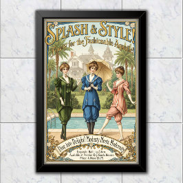 1895 Vintage Oceanic Chic Zwemkleding Reclame Poster