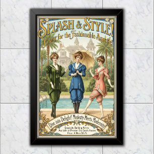 1895 Vintage Splash Style Zwemkleding Reclame Poster