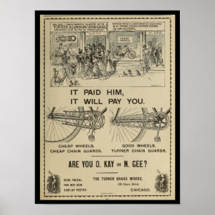 1896  fietsenmagazijn en kunstwerk Poster