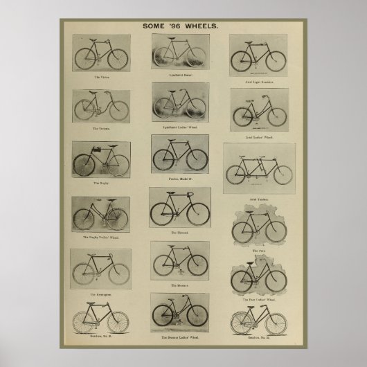 1896  fietsmodellen en kunstmatig Poster (Voorkant)