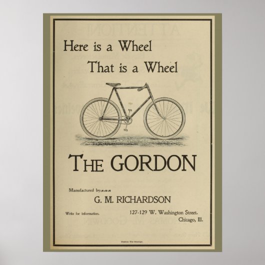1896  Gordon Bicycle en Art Poster (Voorkant)