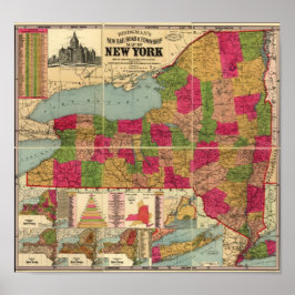 1896 Kaart van de spoorwegen en de stadswijken van Poster