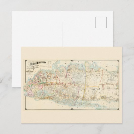 1896 Kaart van het Westerne en centrale Long Islan (Voorkant / Achterkant)