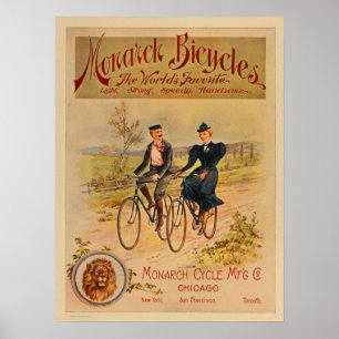 1896  kleurenmonboogfietsen en kunstwerk Poster