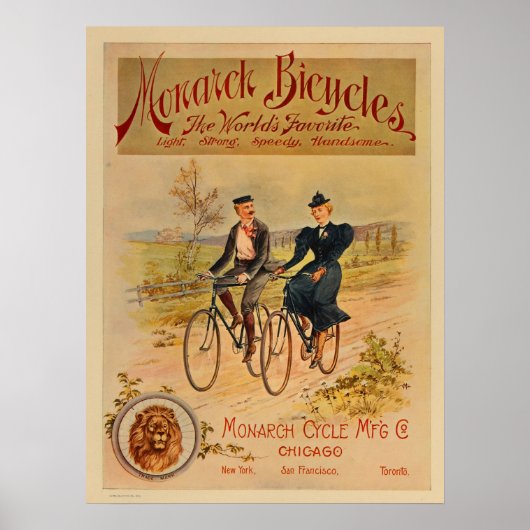 1896  kleurenmonboogfietsen en kunstwerk Poster (Voorkant)
