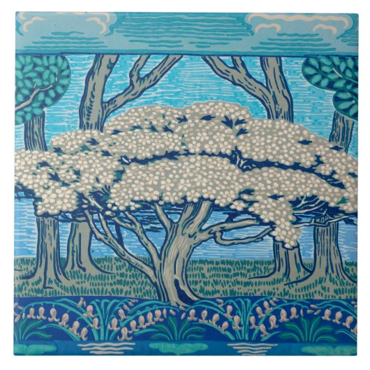 1896 May Tree Frieze, ontworpen door Walter Crane Tegeltje (Voorkant)