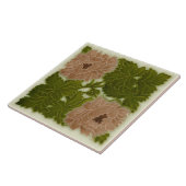 1896 Minton Peony Pink & Green Majolica Tile Repro Tegeltje (Zijkant)
