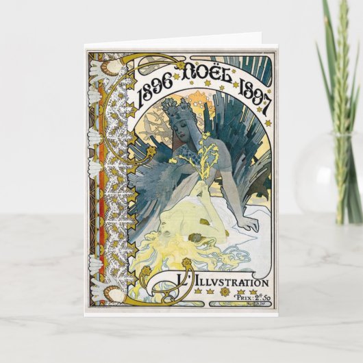 1896 NOEL 1897 Alphonse Maria Mucha Feestdagen Kaart (Voorkant)