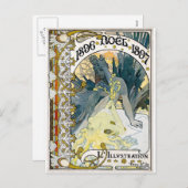 1896 NOEL 1897 Alphonse Maria Mucha Feestdagenkaart (Voorkant / Achterkant)