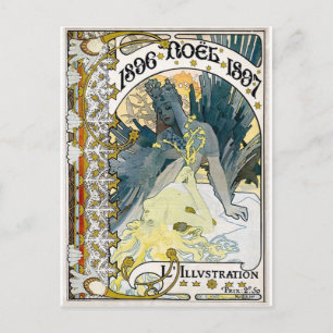 1896 NOEL 1897 Alphonse Maria Mucha Feestdagenkaart