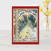 1896 NOEL 1897 Alphonse Maria Mucha Kaart (Gele Bloem)