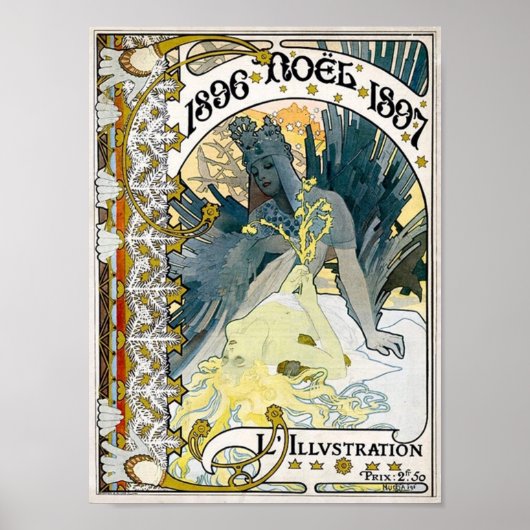 1896 NOEL 1897 Alphonse Maria Mucha Poster (Voorkant)