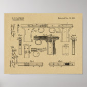 1896 Pistool Magazine Kunsttekenafdrukken voor pat Poster (Voorkant)
