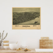 1896 Sistersville WV Bird's Eye Uitzicht Panoramic Poster (Keuken)