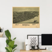 1896 Sistersville WV Bird's Eye Uitzicht Panoramic Poster (Thuiskantoor)