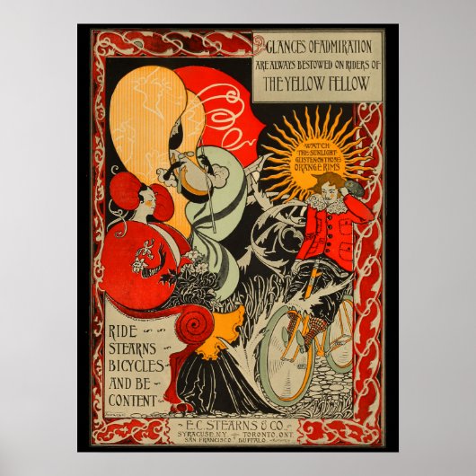 1896  Stearns-fietser en kunstwerk Poster (Voorkant)