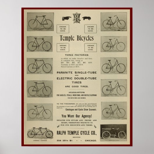 1896  temperatuurfietsen en kunstmatig Poster (Voorkant)