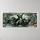 1896 US Five Dollar Silver Certificate Poster (Voorkant)