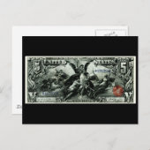 1896 US Vijf dollar zilvercertificaat Briefkaart (Voorkant / Achterkant)