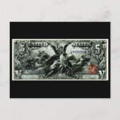 1896 US Vijf dollar zilvercertificaat Briefkaart (Voorkant)