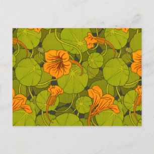 1896 Victoriaans Nasturtium Floral Print Briefkaart