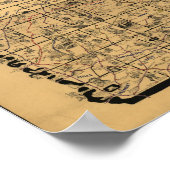 1897 Antiek kaart van de spoorwegen in Iowa Poster (Hoek)