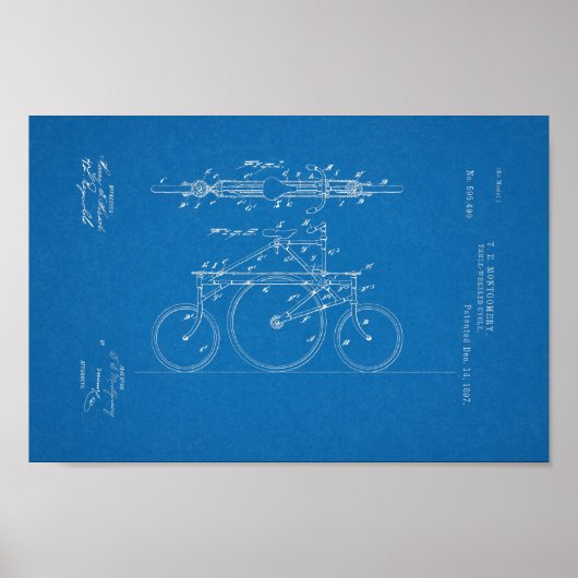 1897 blauwdruk voor fietspatronen afdrukken poster (Voorkant)