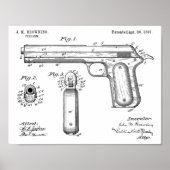 1897 Browning Pistool Patent Art Drawing Print (Voorkant)